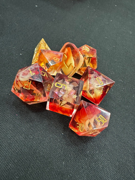 Season 2 - This Fire Burns - 8 Piece Polyhedral Resin Dice Set